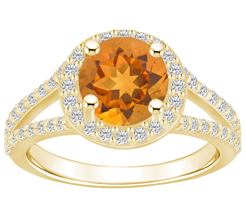 Affinity Gems Round Gemstone & Diamond Halo Ring, 14K Gold — View 7