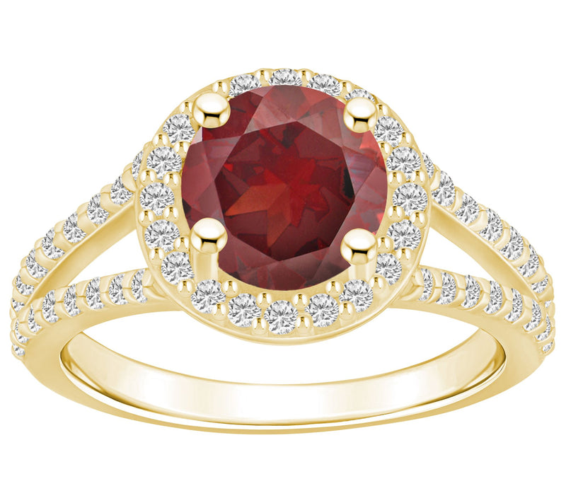 Affinity Gems Round Gemstone & Diamond Halo Ring, 14K Gold — View 16