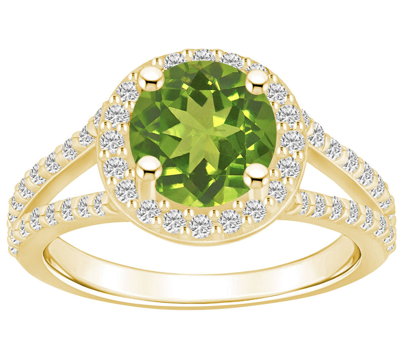 Affinity Gems Round Gemstone & Diamond Halo Ring, 14K Gold — View 17