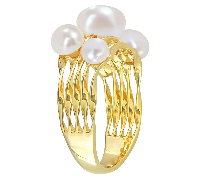 Affinity Cultured Pearl Coil Ring, 18K Gold Plated — View 4