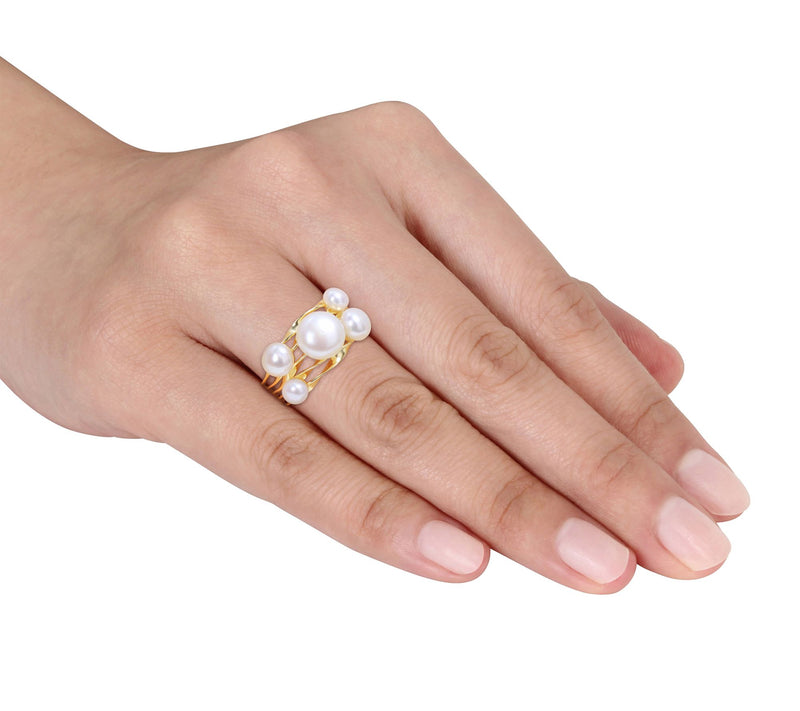Affinity Cultured Pearl Coil Ring, 18K Gold Plated — View 5