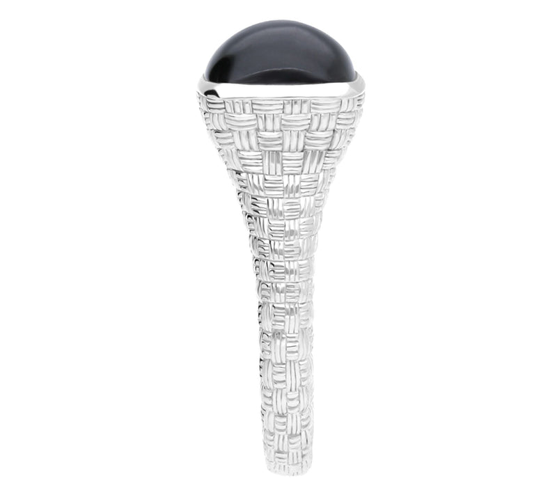 Ariva Sterling Silver Mother of Pearl & Onyx Cuff Ring — View 3