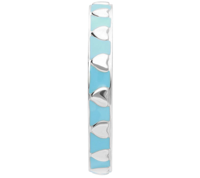 Elyse Ryan Sterling Silver Enamel Heart Stack R ing — View 8