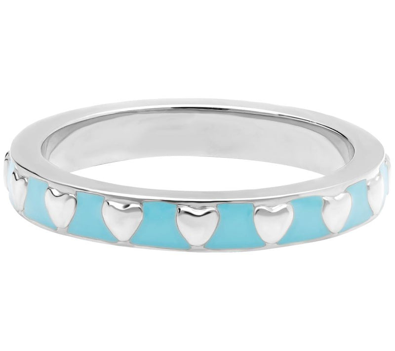 Elyse Ryan Sterling Silver Enamel Heart Stack R ing — View 3