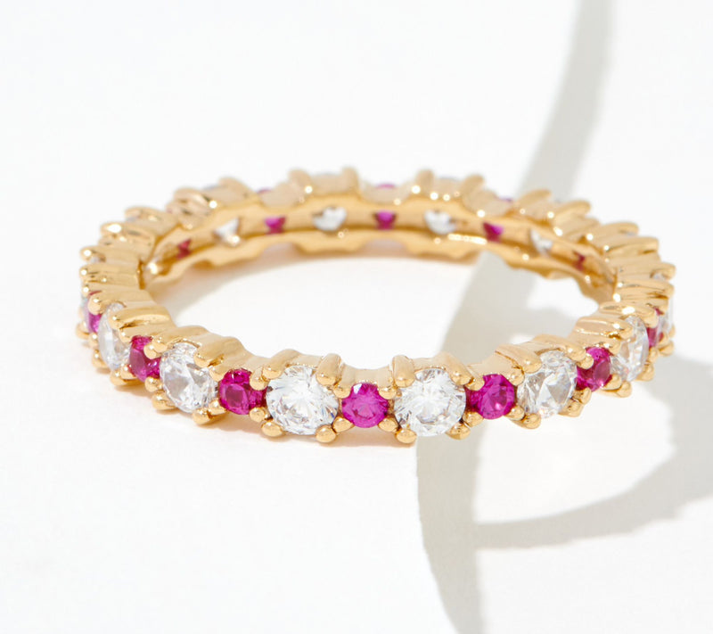 Diamonique Alternating Size Round Band Ring, Sterling Silver — View 11