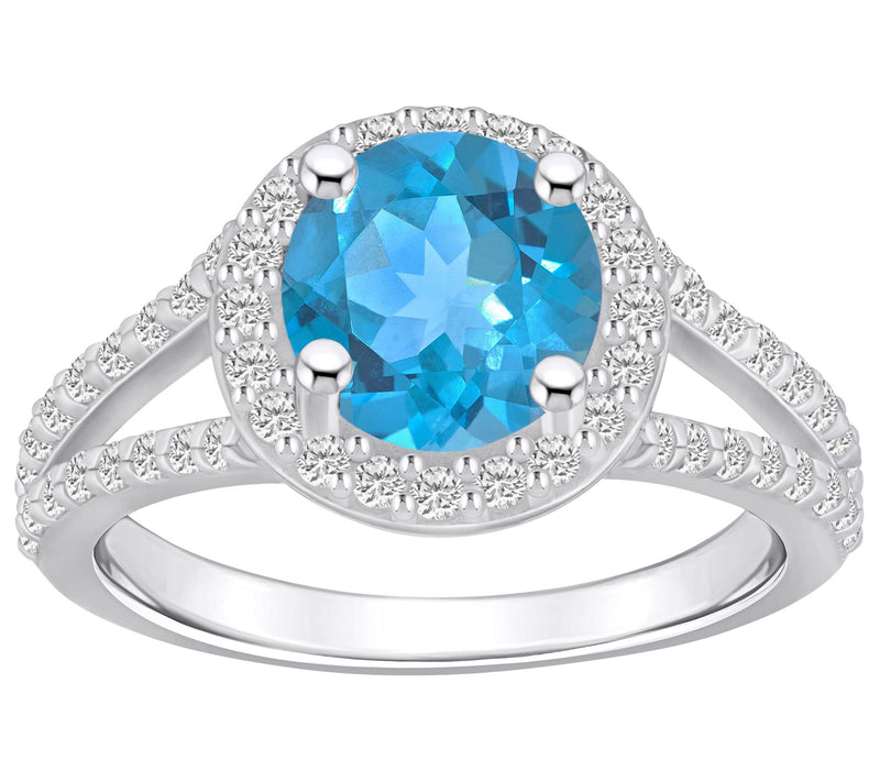 Affinity Gems Round Gemstone & Diamond Ring, 14K White Gold — View 5