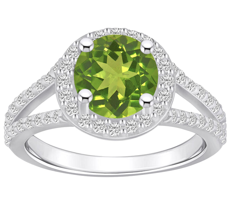Affinity Gems Round Gemstone & Diamond Ring, 14K White Gold — View 11