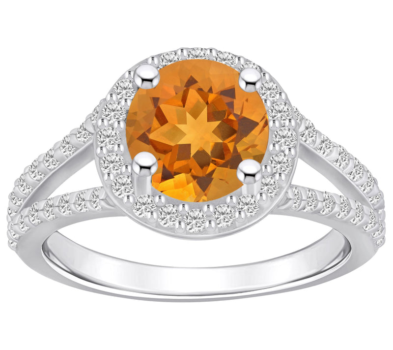 Affinity Gems Round Gemstone & Diamond Ring, 14K White Gold — View 7