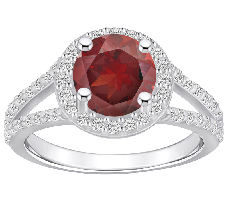 Affinity Gems Round Gemstone & Diamond Ring, 14K White Gold — View 17