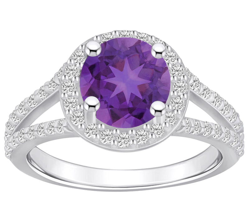 Affinity Gems Round Gemstone & Diamond Ring, 14K White Gold — View 15