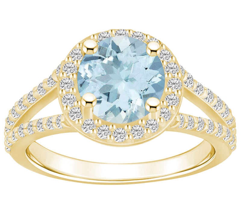Affinity Gems Aquamarine & 0.55 cttw Diamond Ring, 14K Gold — View 5