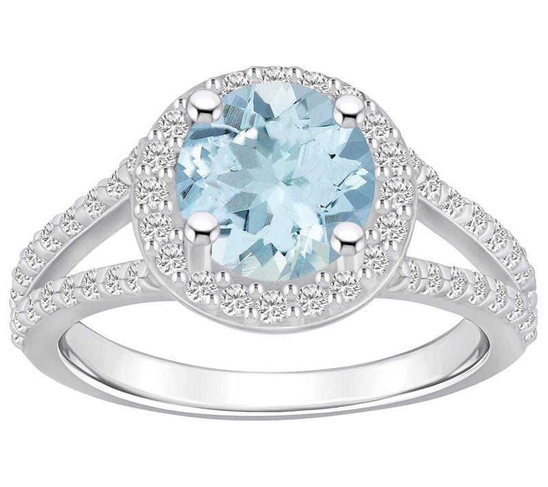 Affinity Gems Aquamarine & 0.55 cttw Diamond Ring, 14K Gold — View 9