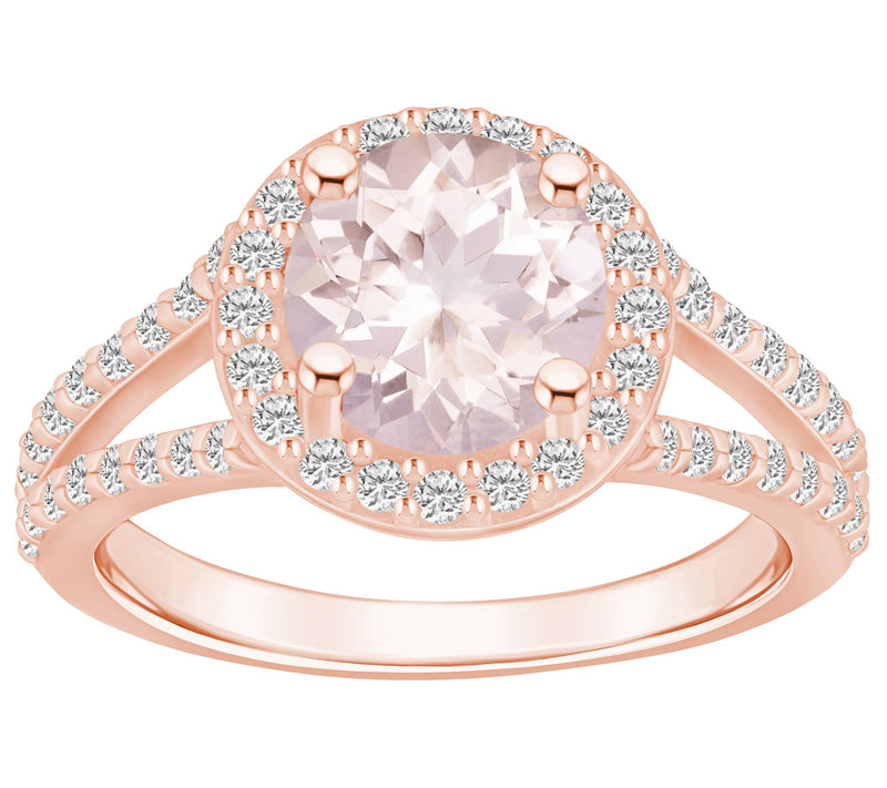 Affinity Gems Morganite & 0.55 cttw Diamond Ring, 14K Gold — View 3