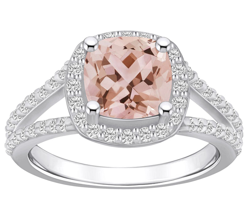 Affinity Gems Cushion Cut Morganite & Diamond Ring, 14K Gold — View 5