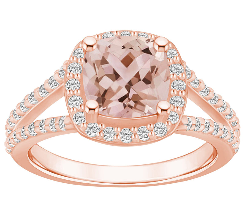 Affinity Gems Cushion Cut Morganite & Diamond Ring, 14K Gold — View 11