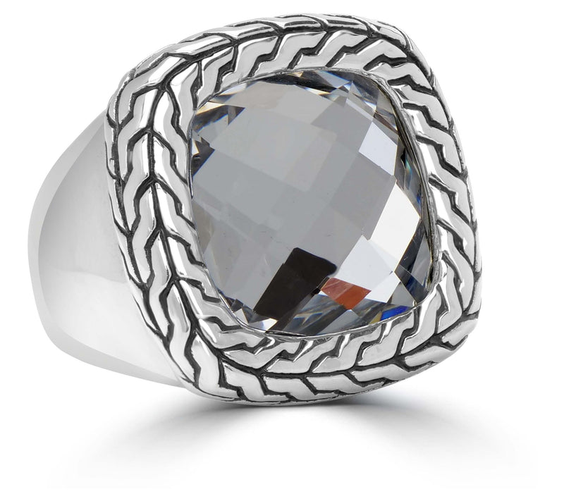 Steel by Design Faceted Crystal Cocktail Ring — View 3