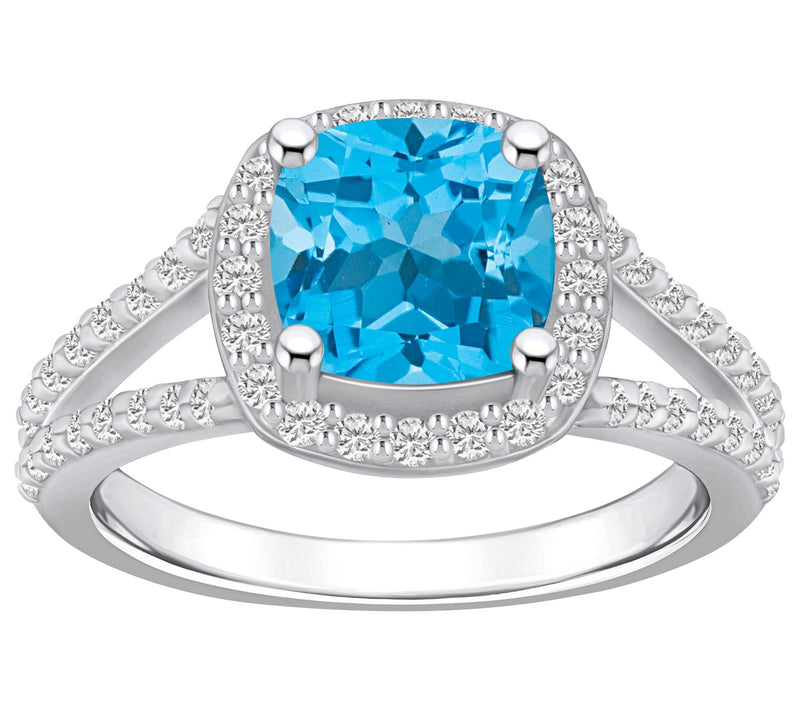 Affinity Gems Cushion Cut Gemstone & Diamond Ring, 14K — View 5