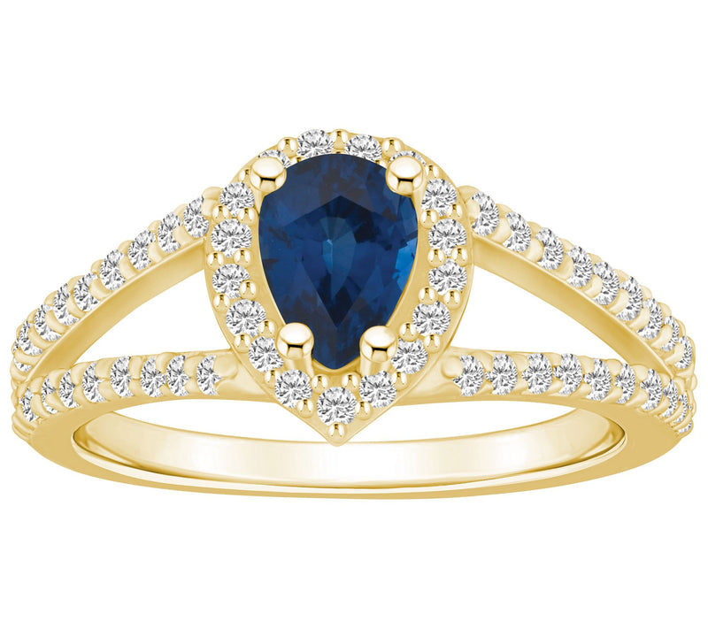 Affinity Gems Pear Gemstone & 0.50 cttw Diamond Ring, 14K Gold — View 7