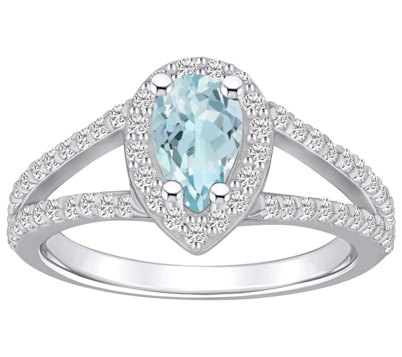 Affinity Gems Aquamarine & 0.55 cttw Diamond Ring, 14K Gold — View 3