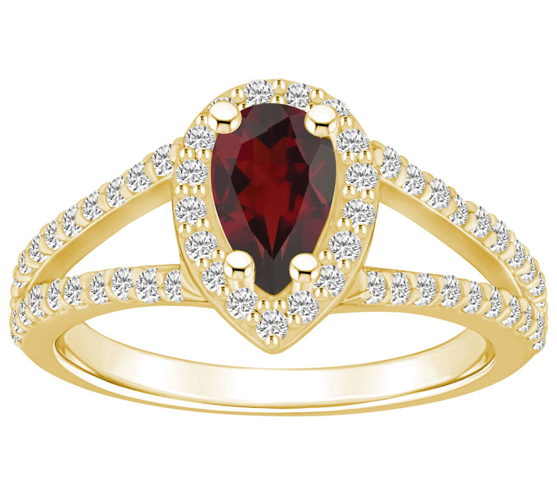 Affinity Gems Pear Gemstone & Diamond Halo Ring, 14K Gold — View 9
