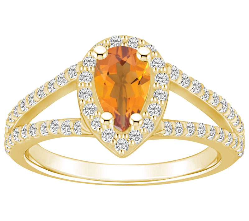 Affinity Gems Pear Gemstone & Diamond Halo Ring, 14K Gold — View 7