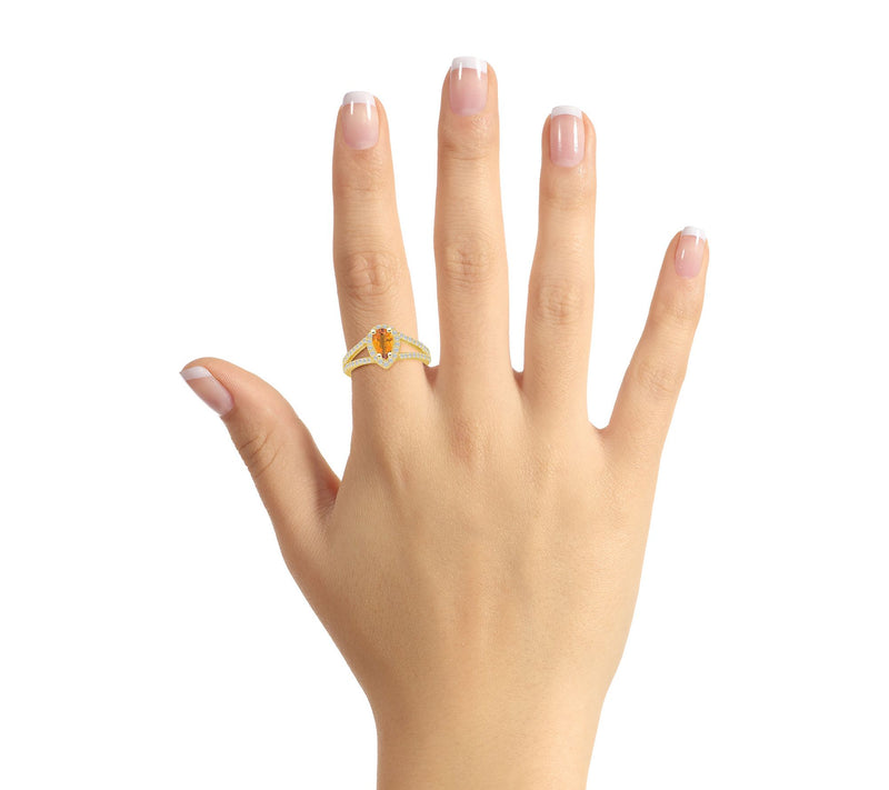 Affinity Gems Pear Gemstone & Diamond Halo Ring, 14K Gold — View 14