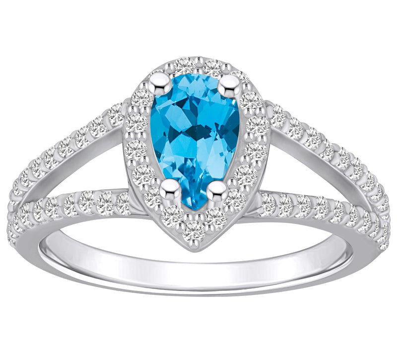 Affinity Gems Pear Gemstone & Diamond Ring, 14K White Gold — View 5