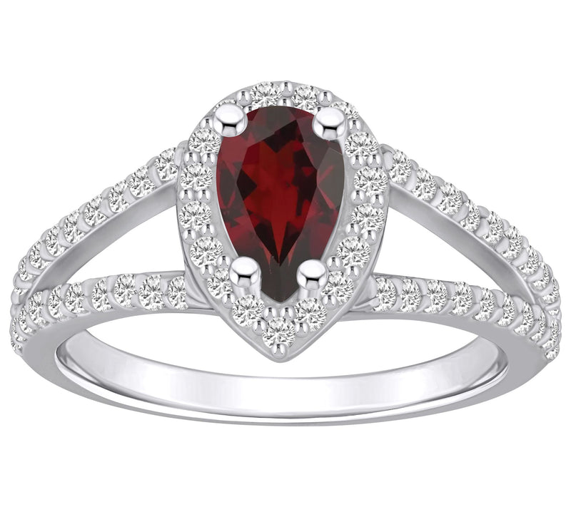 Affinity Gems Pear Gemstone & Diamond Ring, 14K White Gold — View 9