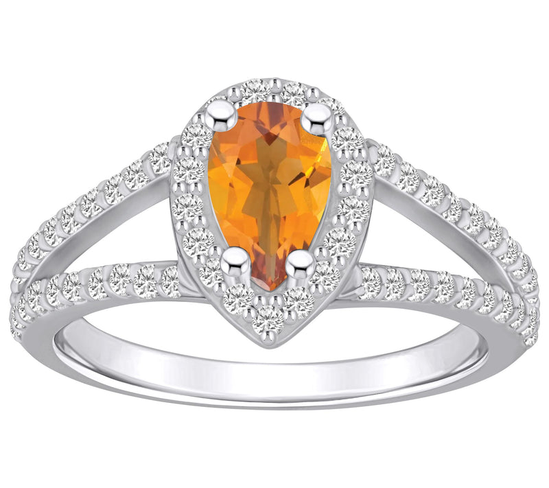 Affinity Gems Pear Gemstone & Diamond Ring, 14K White Gold — View 7