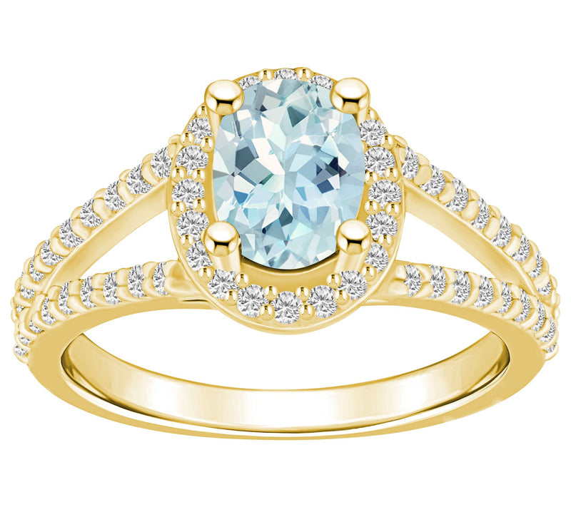 Affinity Gems Oval Aquamarine & Diamond Ring, 1K Gold — View 9