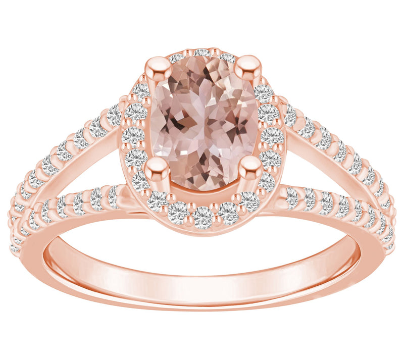 Affinity Gems Morganite & 0.55 cttw Diamond Ring, 14K Gold — View 3