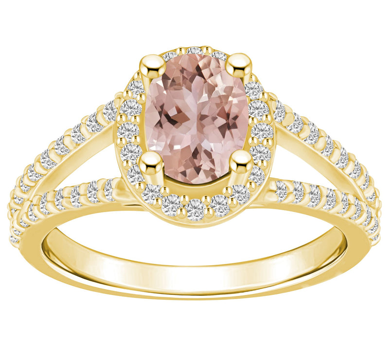Affinity Gems Morganite & 0.55 cttw Diamond Ring, 14K Gold — View 7