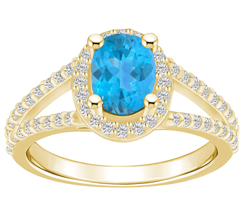 Affinity Gems Oval Gemstone & Diamond R ing, 14Gold — View 5