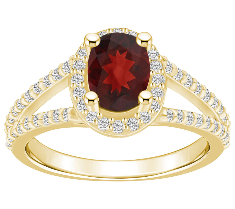 Affinity Gems Oval Gemstone & Diamond R ing, 14Gold — View 9