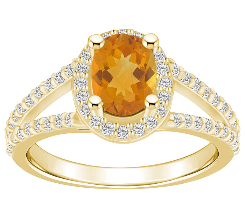 Affinity Gems Oval Gemstone & Diamond R ing, 14Gold — View 7