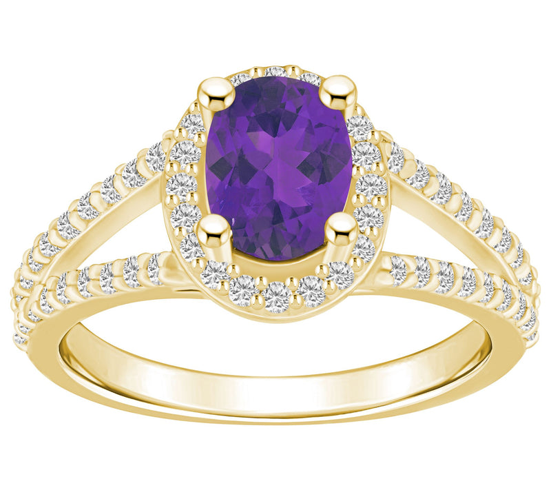 Affinity Gems Oval Gemstone & Diamond R ing, 14Gold — Main view