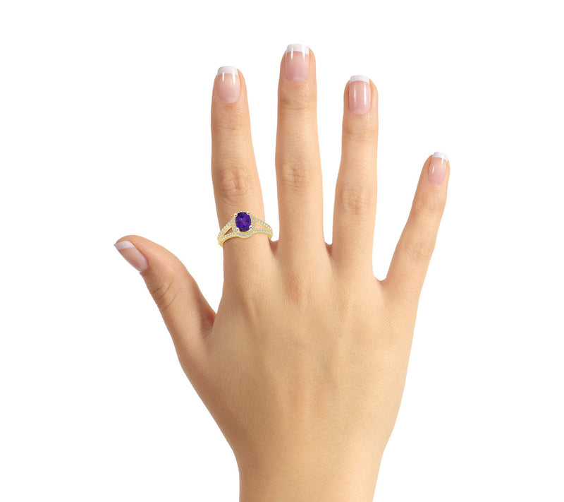 Affinity Gems Oval Gemstone & Diamond R ing, 14Gold — View 14