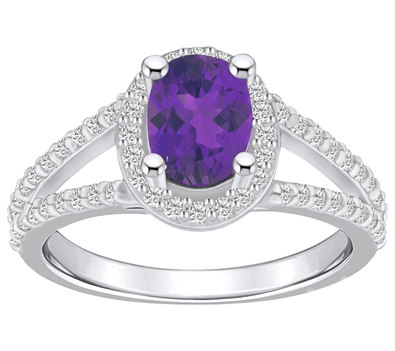 Affinity Gems Oval Gemstone & Diamond Ring, 14K White Gold — Main view
