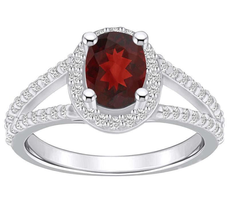 Affinity Gems Oval Gemstone & Diamond Ring, 14K White Gold — View 9