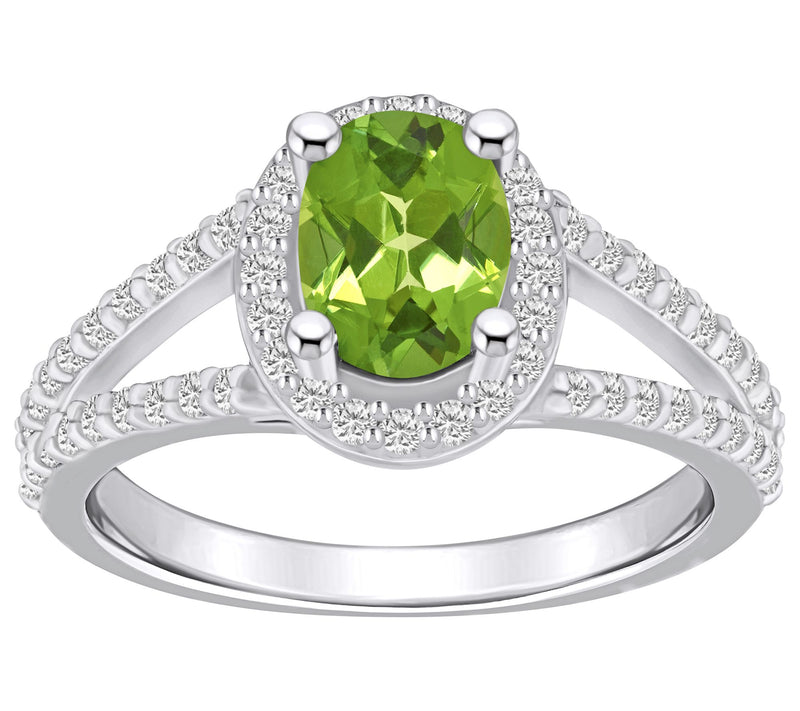Affinity Gems Oval Gemstone & Diamond Ring, 14K White Gold — View 11