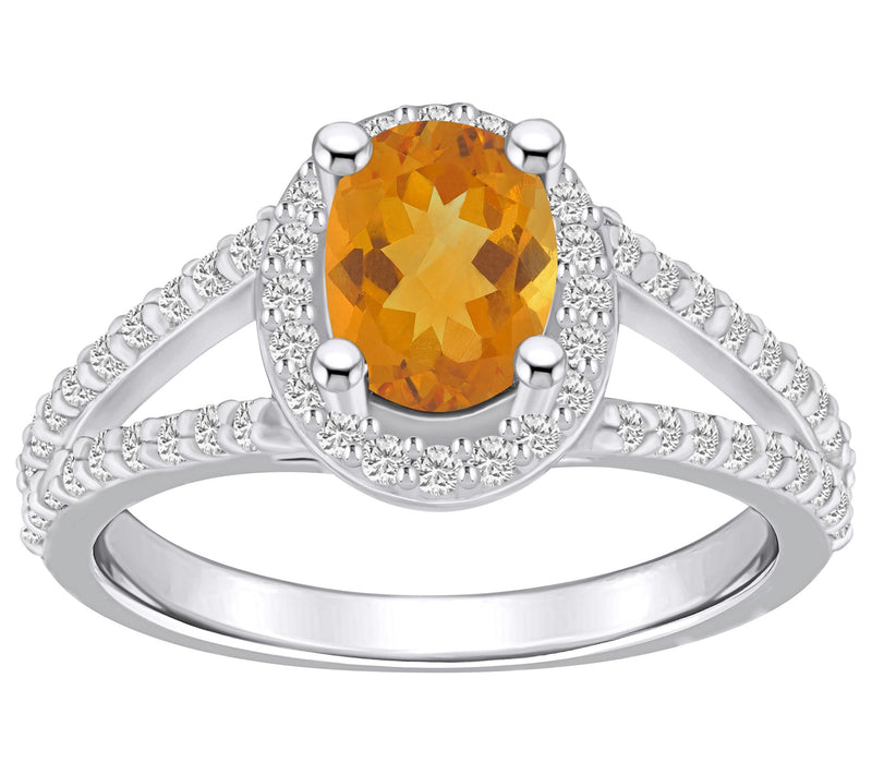 Affinity Gems Oval Gemstone & Diamond Ring, 14K White Gold — View 7
