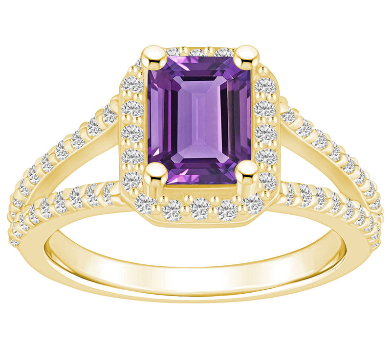 Affinity Gems Emerald Cut Gemstone & Diamond Ring, 14K Gold — View 3