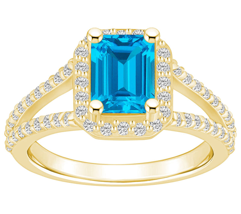 Affinity Gems Emerald Cut Gemstone & Diamond Ring, 14K Gold — View 5