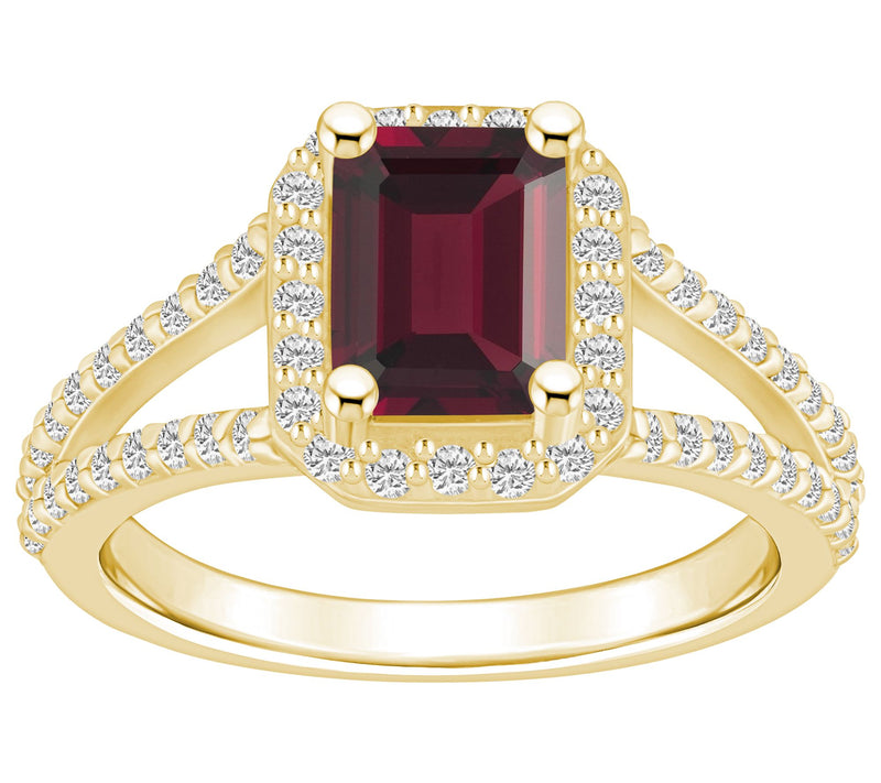 Affinity Gems Emerald Cut Gemstone & Diamond Ring, 14K Gold — View 9