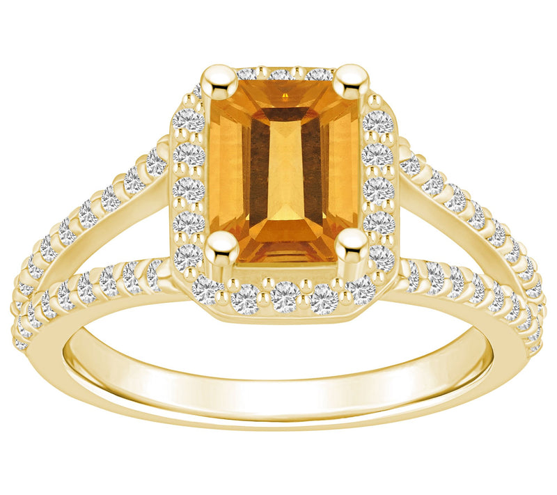 Affinity Gems Emerald Cut Gemstone & Diamond Ring, 14K Gold — View 7