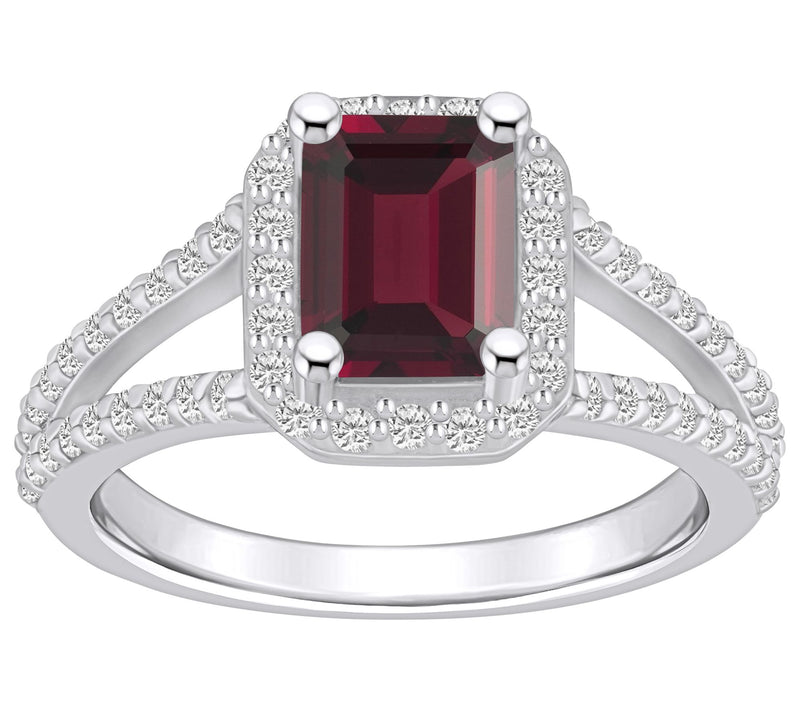 Affinity Gems Emerald Cut Gemstone & Diamond Ring, 14K — View 9