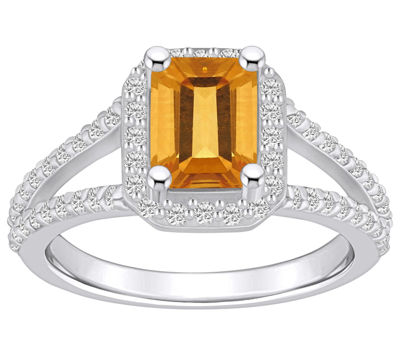 Affinity Gems Emerald Cut Gemstone & Diamond Ring, 14K — View 7