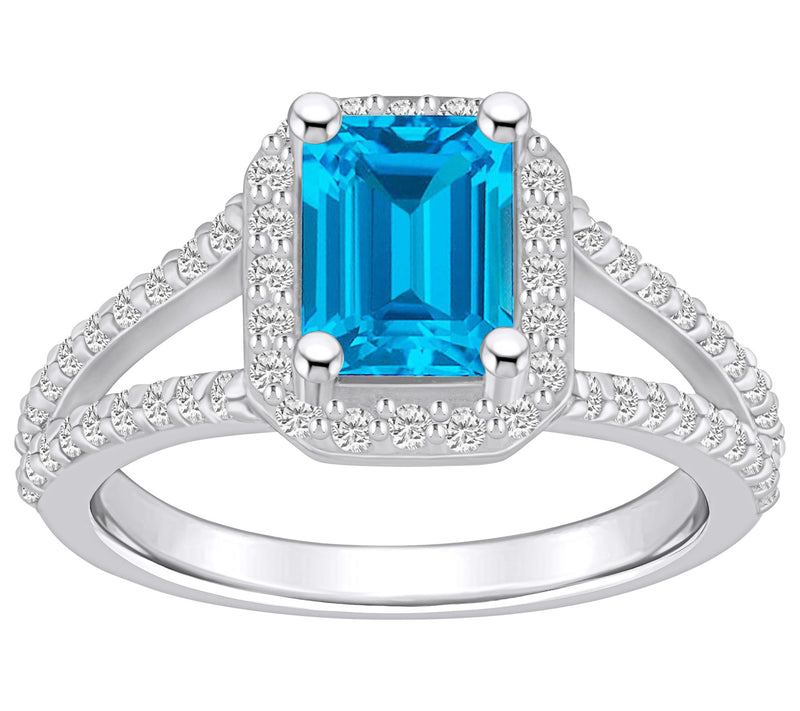 Affinity Gems Emerald Cut Gemstone & Diamond Ring, 14K — View 15