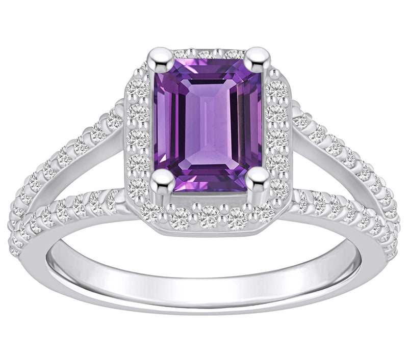 Affinity Gems Emerald Cut Gemstone & Diamond Ring, 14K — Main view