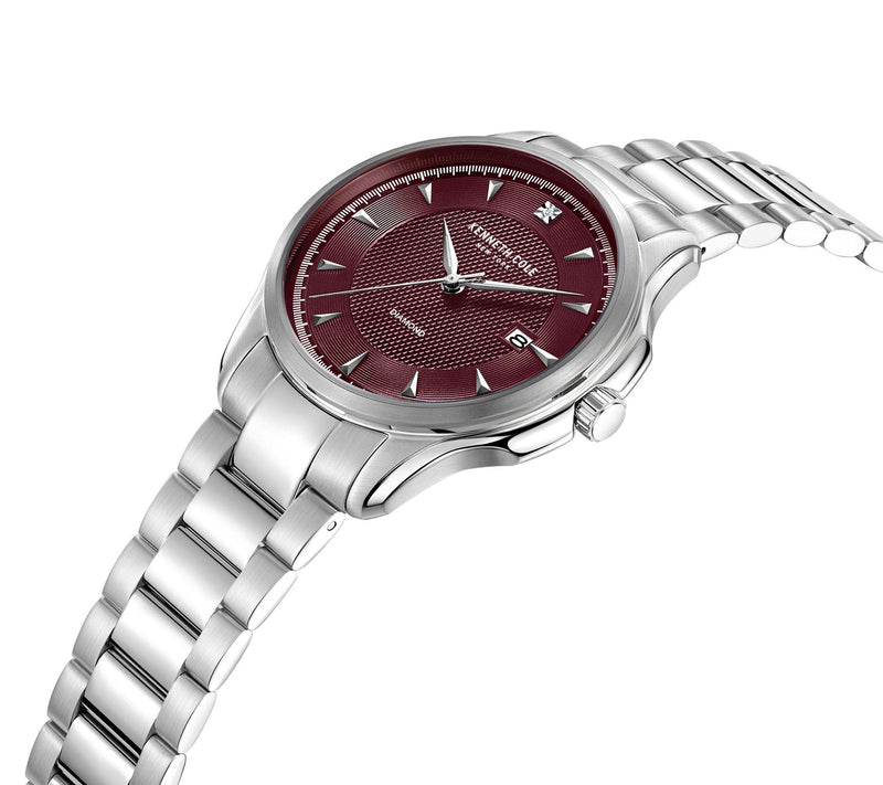Kenneth Cole New York Men's Burgundy Diamond Ac cent Watch — View 5